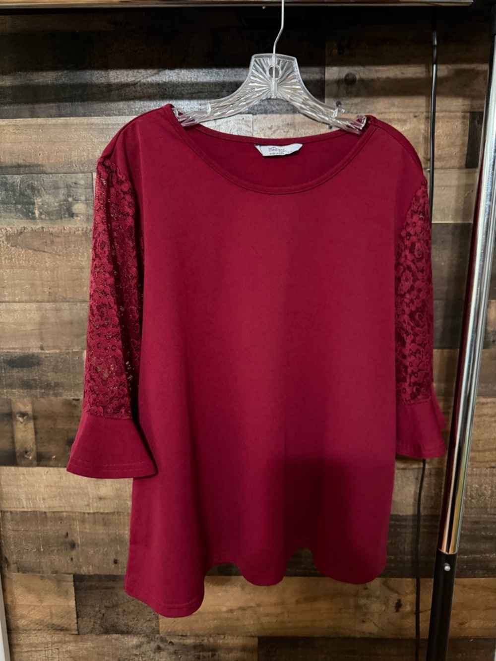 Women’s Lace-Inset Burgundy Swing Tunic